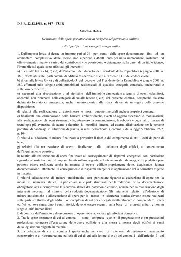 Art. 16-bis, D.P.R. 22.12.1986, n. 917 - Querciacb.Info