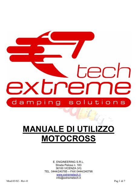 MX TECH3R - ITA manual - Extreme Racing Shox
