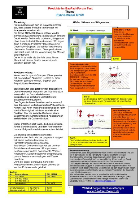 1 Produkte im BauFachForum Test Thema: Hybrid-Kleber SP525 www ...