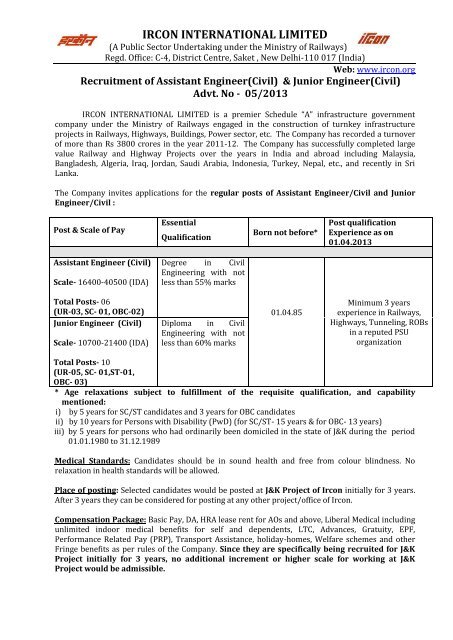 Details. - Ircon International Ltd.