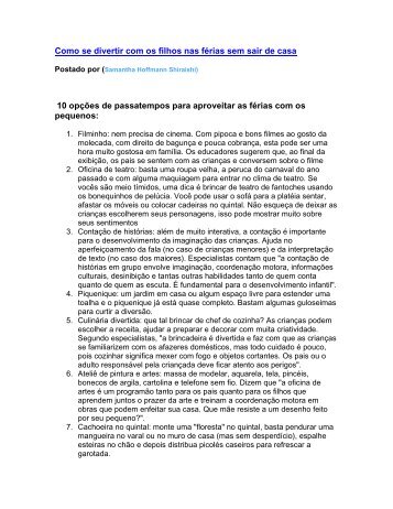 Como se divertir com os filhos nas fÃ©rias sem sair de casa 10 ...