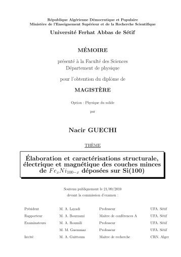 Nacir GUECHI Â´Elaboration et caractÃ©risations structurale, Ã©lectrique ...