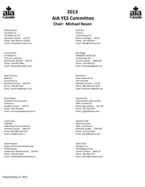 To View The List Of Yes Committee Members Automotive Industries