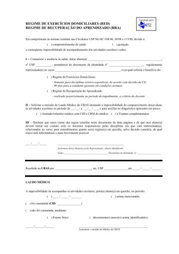 regime de recuperaÃ§Ã£o do aprendizado (rra) - IFSC - USP