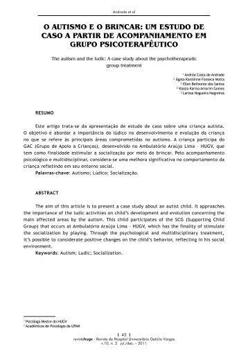 6. O autismo e o brincar: um estudo de caso a partir de ...