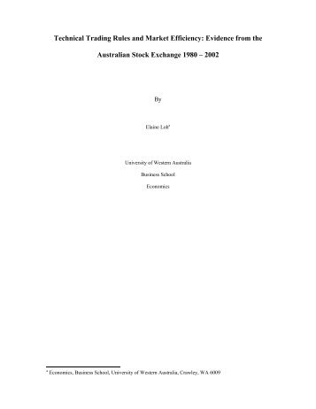 Technical Trading Rules and Market Efficiency: Evidence from the ...