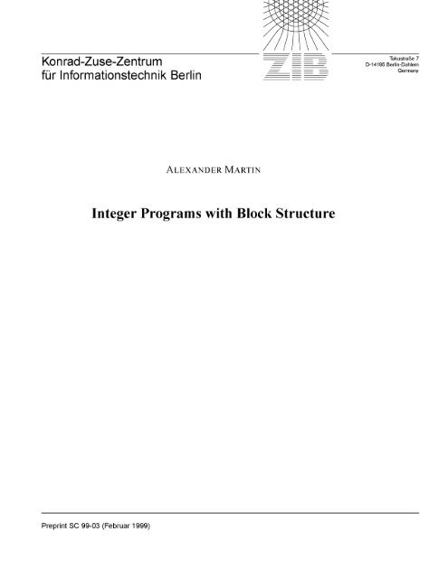 Integer Programs with Block Structure - ZIB