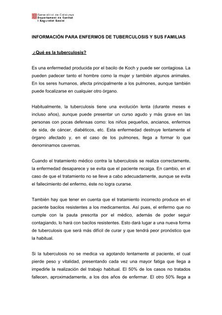 InformaciÃ³n para enfermos de tuberculosis y sus familias