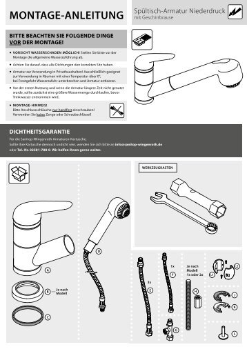 MONTAGE-ANLEITUNG Spültisch-Armatur Niederdruck - Hellweg