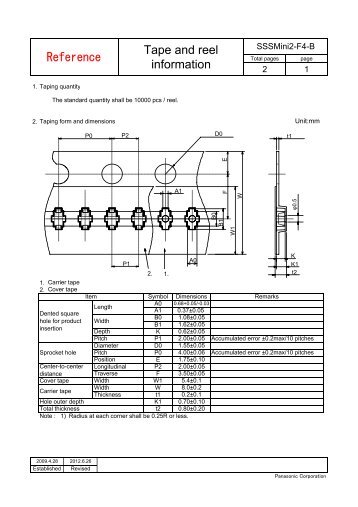 Reference Tape and reel information - Panasonic