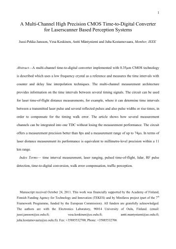 A Multi-Channel High Precision CMOS Time-to-Digital Converter for ...