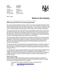 Notice to the Industry - Ontario Racing Commission