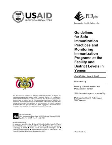 Guidelines for safe immunization practices and ... - Abt Associates