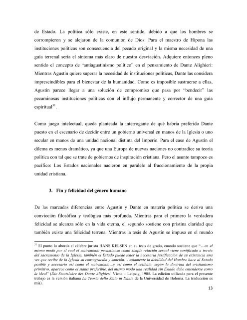 el antiagustinismo polÃ­tico de dante alighieri - Universidad Adolfo ...