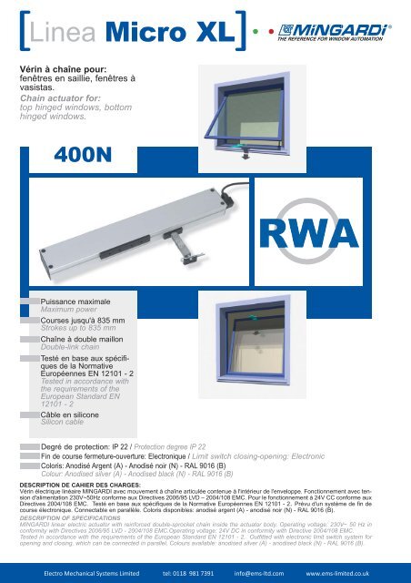 [Linea Micro XL]â¢ â¢ â¢ - Electro Mechanical Systems Ltd.