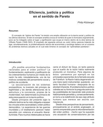 Eficiencia, justicia y polÃ­tica en el sentido de Pareto - Sociedad ...