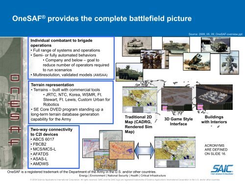 OneSAF Overview And Electronic Warfare Research