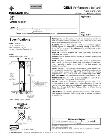 GEM1 Performance Bollard - Kim Lighting