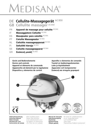 DE Cellulite-MassagegerÃ¤t AC 850 GB Cellulite ... - Medisana