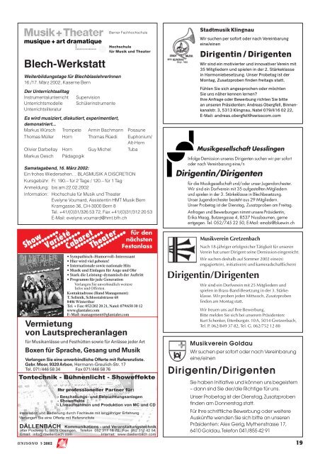 Dirigentin / Dirigenten - Schweizer Blasmusikverband