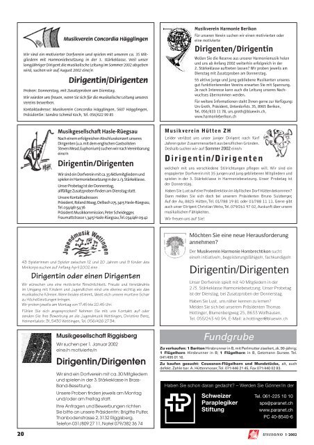 Dirigentin / Dirigenten - Schweizer Blasmusikverband