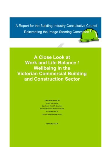 A Close Look at Work and Life Balance / Wellbeing in the Victorian ...