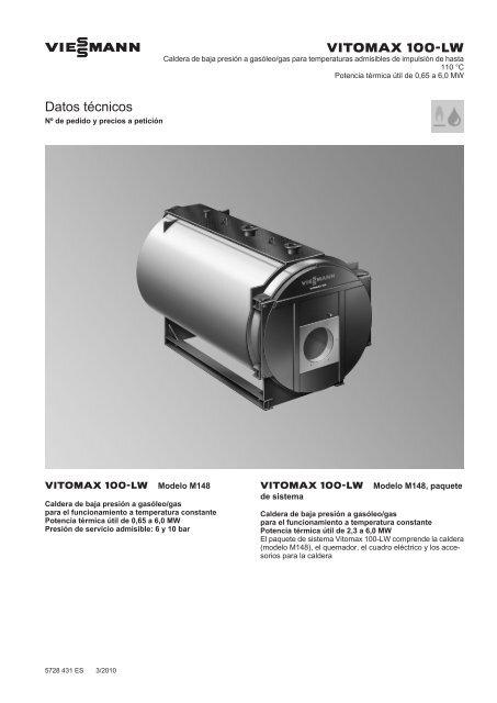 Datos Técnicos Vitomax 100-LW M148430 KB - Viessmann
