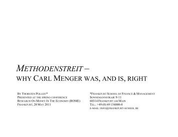 Methodenstreit - Why Carl Menger was, and is, right - Thorsten-Polleit