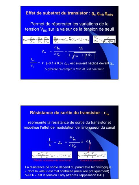 5. Modélisation du transistor MOS