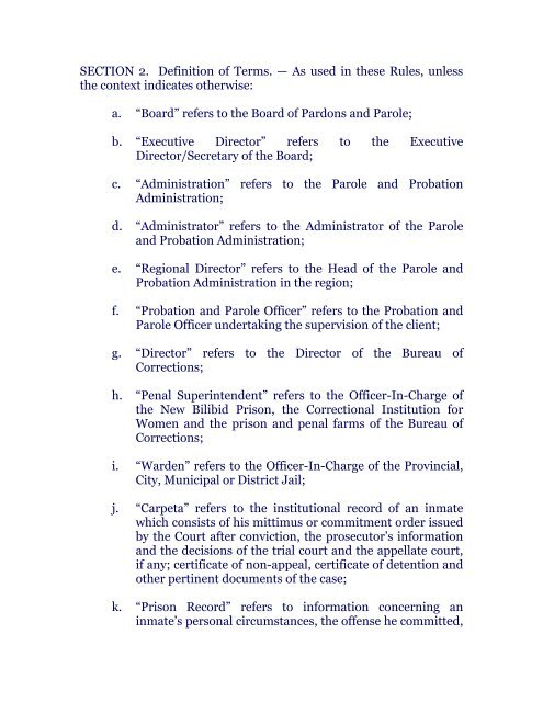 revised rules and regulations of the board of pardons and parole