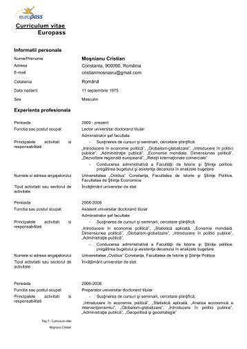 Curriculum vitae Europass - AUOCSI