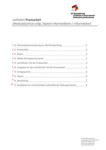 Leitfaden Praxisarbeit (Modulabschluss eidg ... - ICT-Berufsbildung