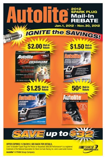 SPARK PLUG Mail-In REBATE - Cost Less Auto Parts