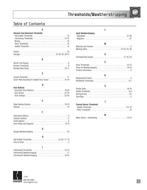 Thresholds/Weatherstripping - Access Hardware Supply