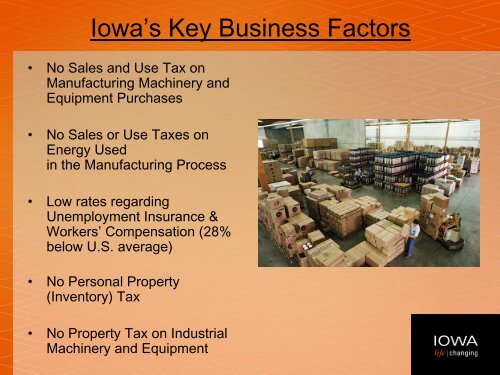 Iowa is Centrally Located in the North American Market