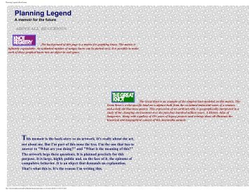 Planning Legend; an artist's memoir