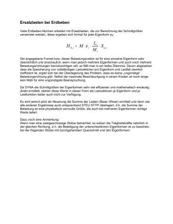 Ersatzlasten bei Erdbeben - SOFiSTiK