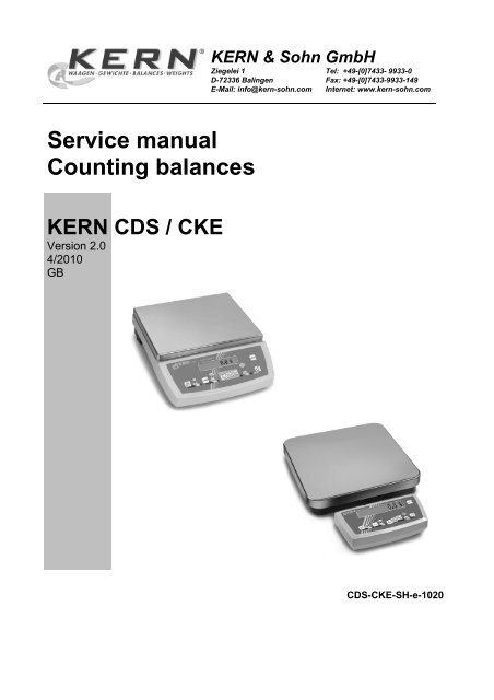 Service manual Counting balances KERN CDS / CKE - FineMech