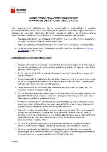 Normas TÃ©cnicas de Urbanismo - CÃ¢mara Municipal de Cascais