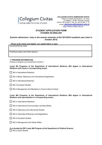 application form - pdf - Collegium Civitas