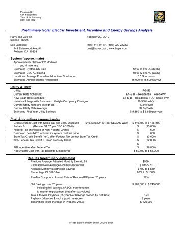 Residential Preliminary Proposal Example - OnGrid Solar