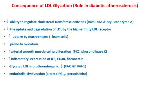 Role of glycated LDL in diabetic atherosclerosis