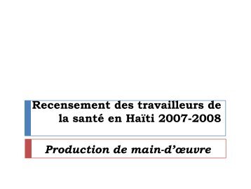 Recensement des Ressources Humaines en Sciences de la Sante