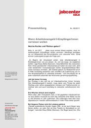 Wenn Arbeitslosengeld II-Empfänger/innen ... - Jobcenter Köln