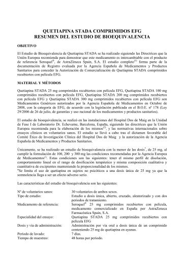 quetiapina stada comprimidos efg resumen del estudio de ...