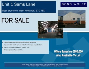 Unit 1 Sams Lane West Bromwich - Bond Wolfe