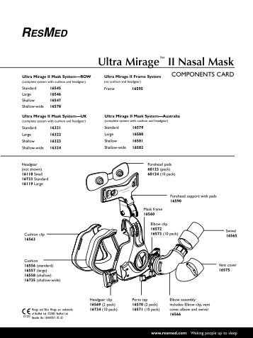 Ultra Mirage Nasal Mask Parts Diagram - CPAP Australia