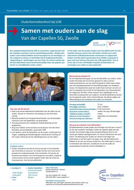 Download de brochure 'Ouderbetrokkenheid bij LOB' - VO-raad