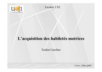 L'acquisition des habiletés motrices