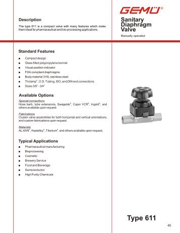 Gemu Type 611 Diaphragm Valves - Tri-Canada